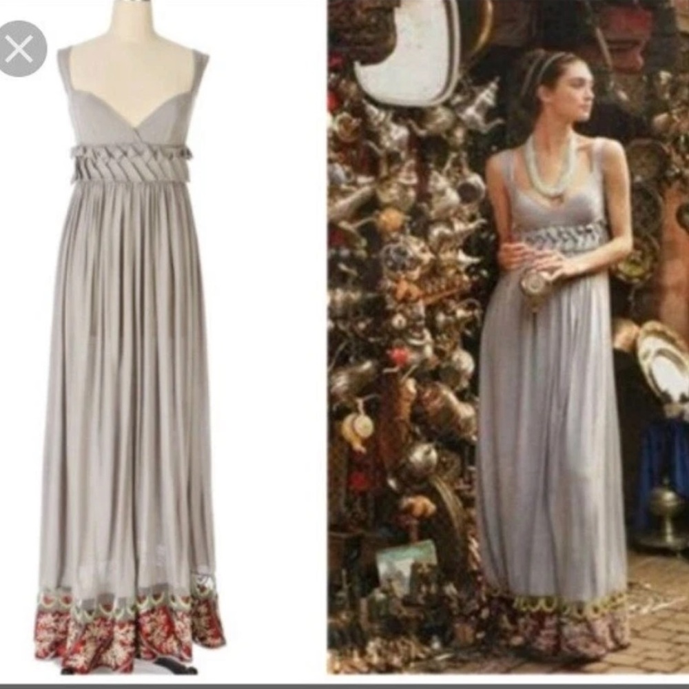 Anthropologie 'Volubilis' Cloud Gray Maxi Dress by Rina Dhaka Sz S Beautiful